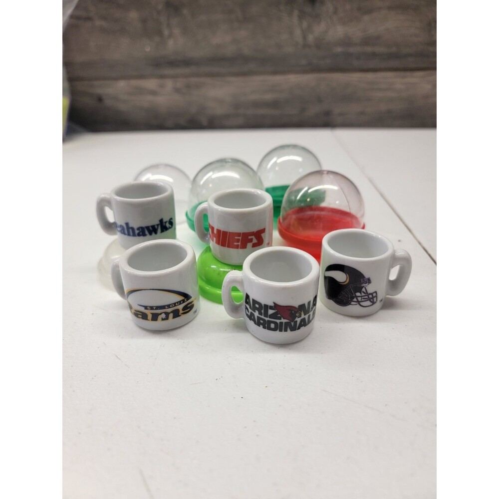 NFL Mini Coffee Mugs Lot of 5 Ceramic Gumball Machine prizes Cups Seattle, Rams